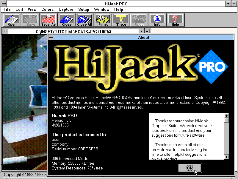 HiJaak Pro 3.0 - About